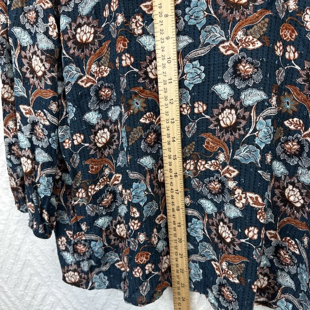 Papermoon Floral 3/4 Sleeve Peasant Top Hippie Boho Womens Size L - Picture 5 of 9